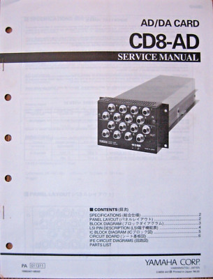 Yamaha CD8-AD Analog Input AD / DA Card Original Service Manual Booklet ...