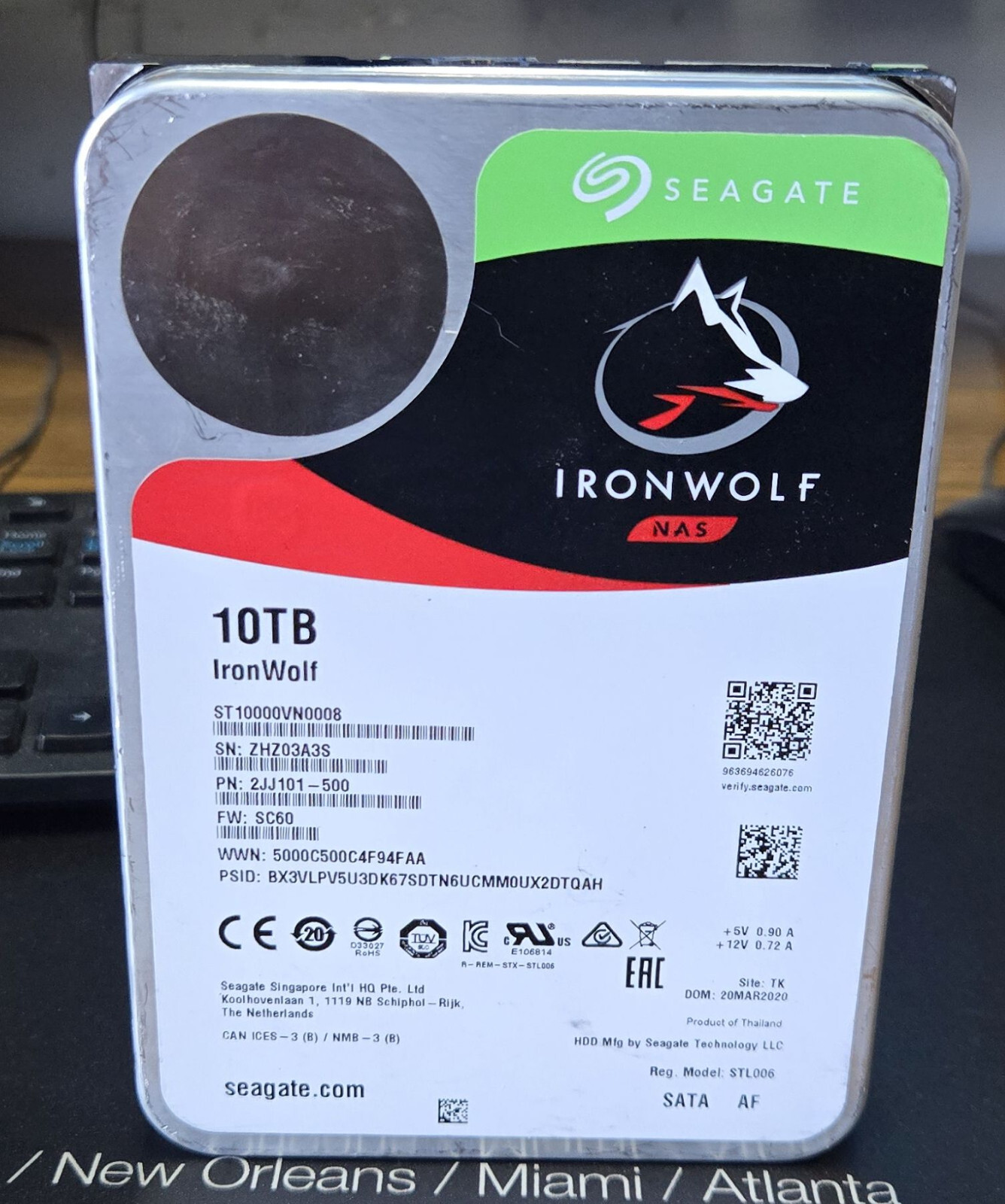 SEAGATE IRONWOLF ST10000VN0008 10TB SATA 7200RPM 3.5" HDD Hard Drive ...