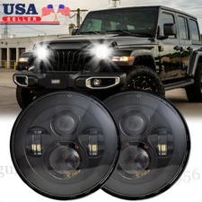 Latest 7" inch Round LED Headlights Halo DRL For Jeep Wrangler JK TJ CJ LJ Pair