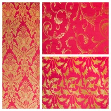 Fuchsia / Gold Damask Jacquard Brocade Fabric 118" Online Sold By the Yard