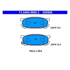 ATE 13.0460-5866.2 Bremsbeläge Bremsklötze Hinten für Mazda MX-5 II