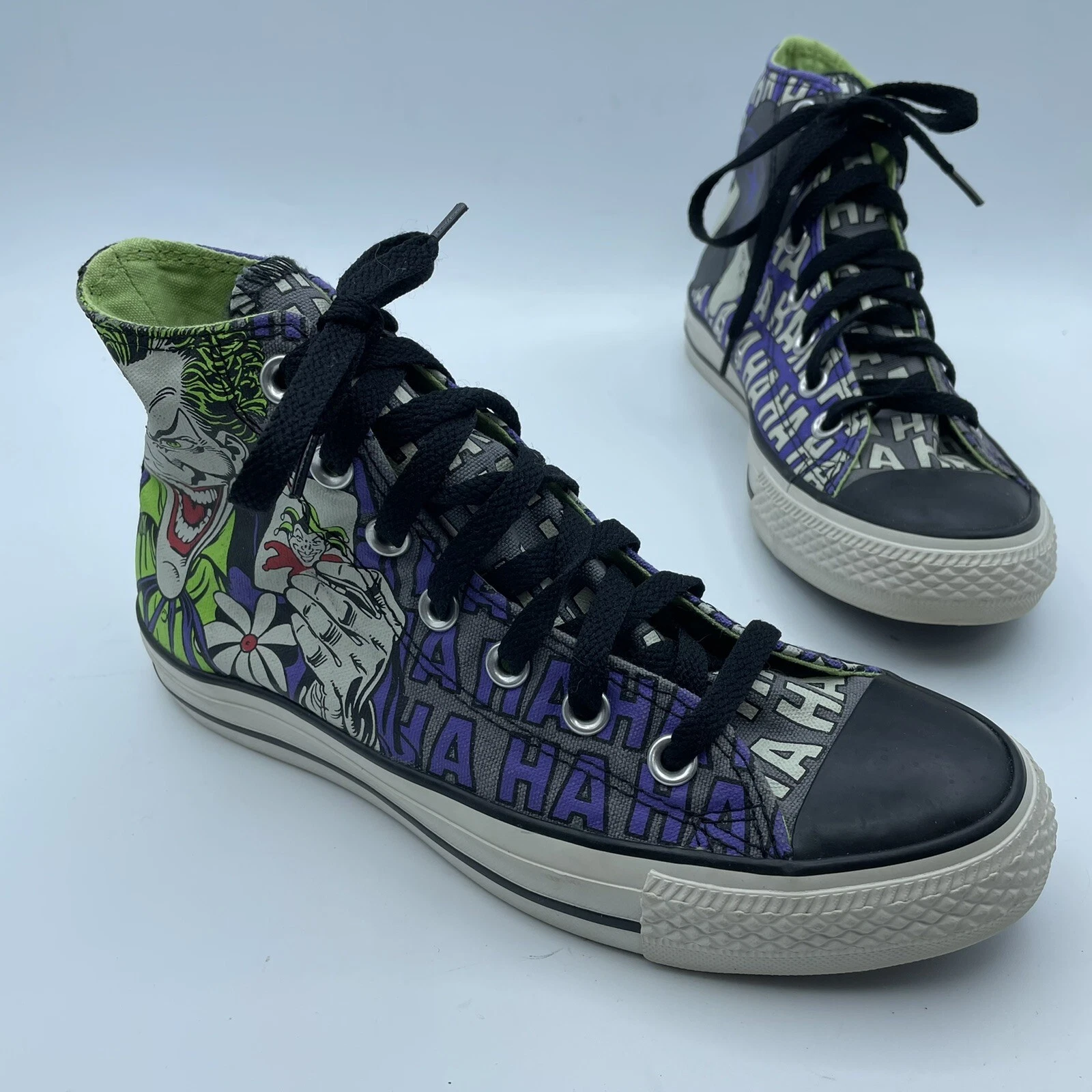 Scarpe sneaker alte Converse All Star donna Batman Joker taglia 7M usate