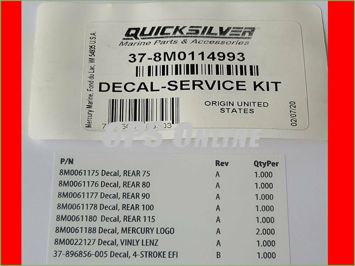 Mercury 4-Stk 75/90/100/115 Air Dam Cap 897529T & 8M0114993
