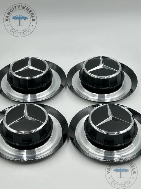4pcs Mercedes Benz GT63 S63 SL63 GLS63 E63 AMG Silver Black Wheel Center Hub Cap - Image 2 of 4