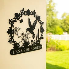 Personalized Family Garden Sign, Custom Birds Decor, Welcome Wall Art