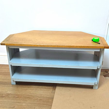 Grey & Oak Effect Wood TV Stand, 2 Open Shelves, 110cm, Fully Assembled