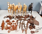 Herd of 5 Vintage 1960's MARX Johnny West Horses w/Tack and Accessories