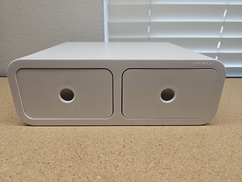 Sysmax Multibox 2-Drawer Organizer Solid White 12" Wide 9" Deep Retro Look - Picture 2 of 8