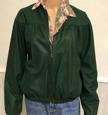 womens RARE Green supple Goat Leather Bomber ...