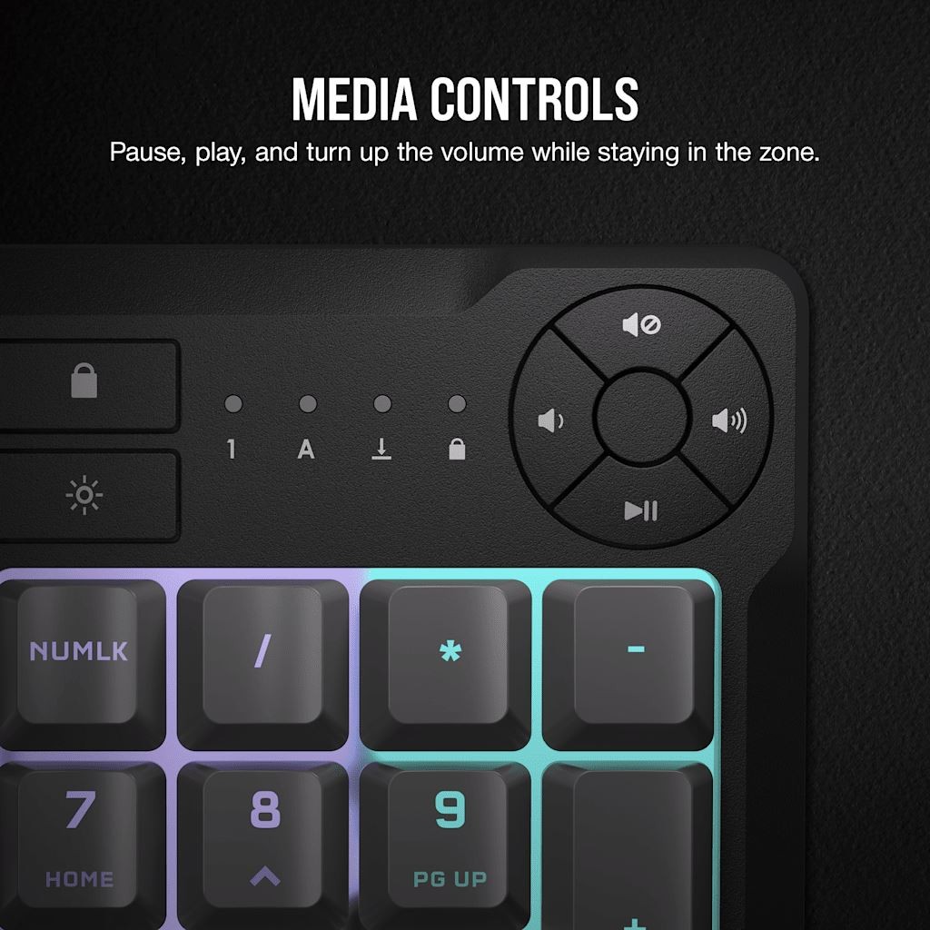 Teclado para juegos Corsair K55 CORE RGB 10 zonas RGB membrana gris reacondicionado certificado, imagen 3