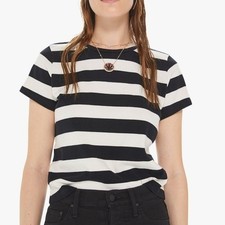 MOTHER DENIM Crop Itty Bitty Goodie Goodie Tee Parallel Lies XS