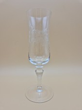 Vinatge Etched Grapes and Flower Champagne Wine Glass