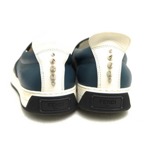 FENDI BAG BUGS Monster Slip-on Sneakers Men’s Logo Size EU40.5 US7 Navy Leather - Picture 22 of 24