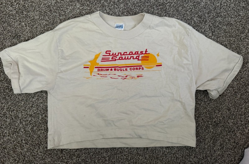 SUNCOAST SOUND - DRUM CORPS - RARE Crop Top T-shirt - Vintage 1980s - L