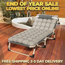 Reclining Sun Lounger Garden Folding Chair Bed Recliner Beach Camp with mat