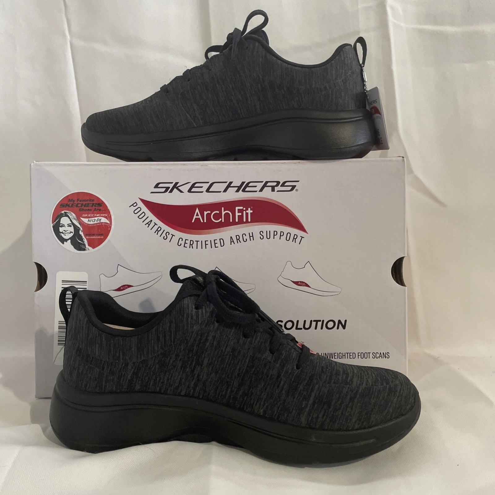 Skechers Go Walk Arch Fit Women's Size 5.5 Moon Shadows Walking Shoes 124485/BBK