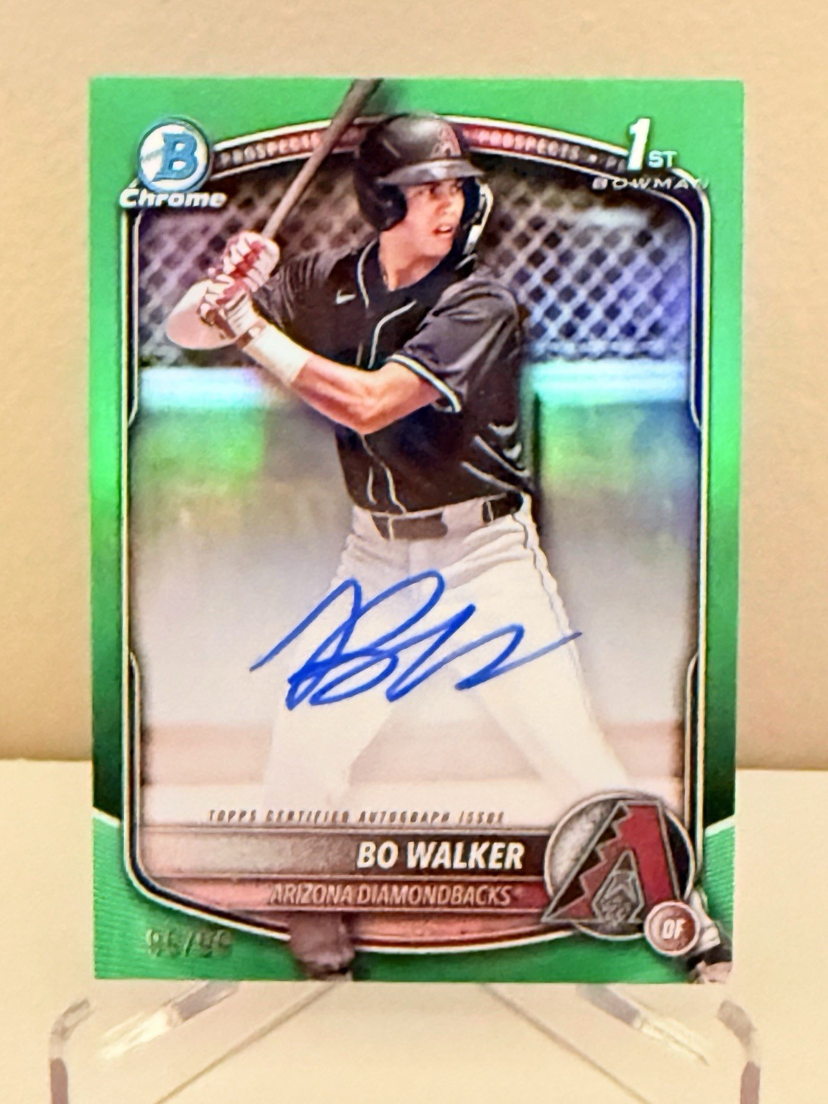 2025 Bowman Chrome Prospect Auto # 99/99 Bo Walker 1st Bowman Green