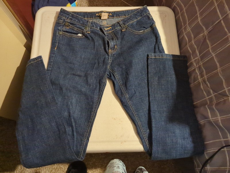 Vntg Arizona Jean Co Jeans Juniors 11 Long Med Wash Stretch Straight Leg Denim