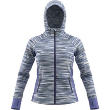 Marmot Full Zip Hoodie Womens Large Blue Space Dye Striped Thumbhole Athletic