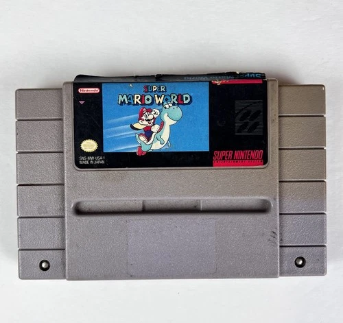 Super Mario World Nintendo SNES Game Cartridge SNS-006 Authentic 1991 Gray USA