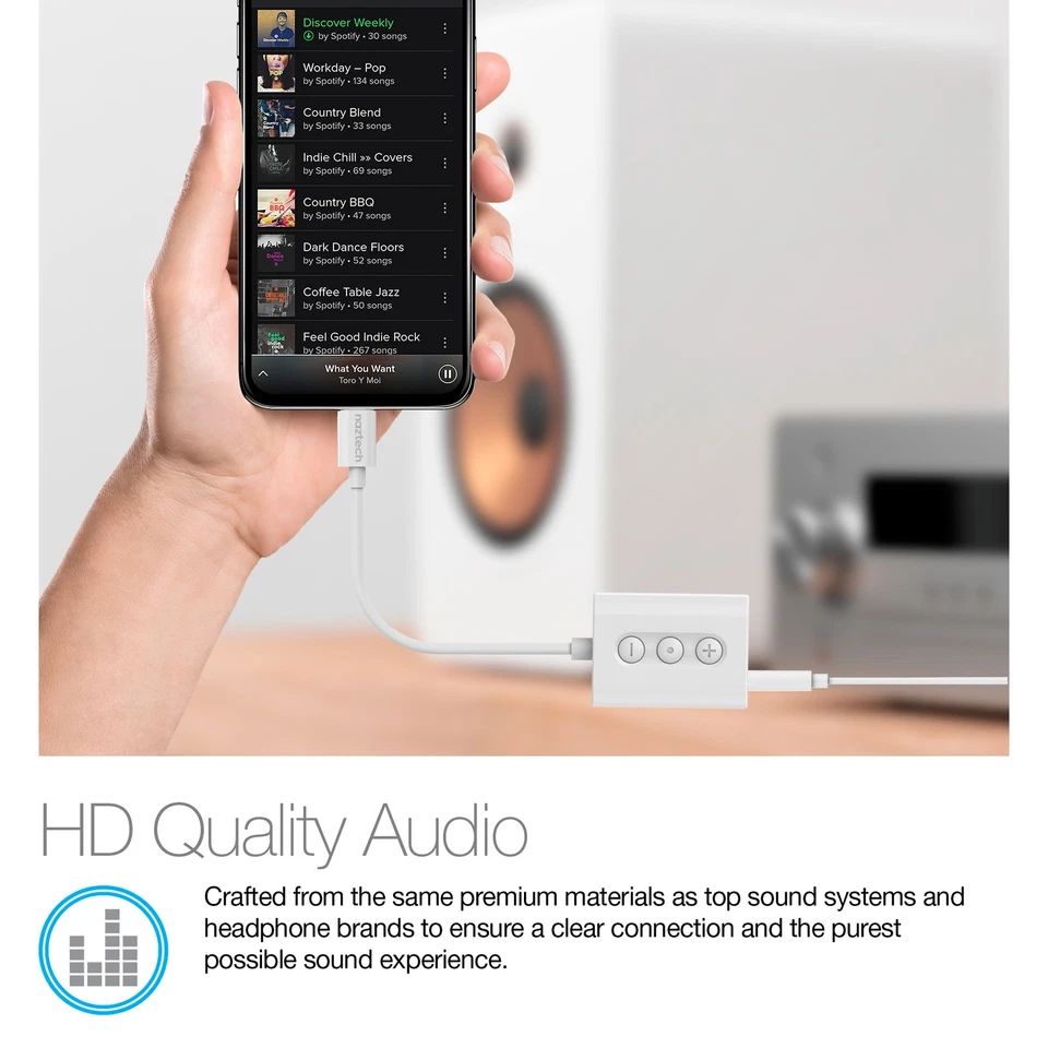 Naztech MFI to 3.5mm Audio + Charging Adapter with  Built-in Remote Controls  - Image 4 of 4