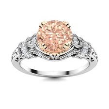 935 Sterling Silver 5MM Round Morganite Solitaire with Accents Wedding Ring