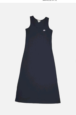 Basic Equipment Ribbed Maxi Dress L Blue USA Sleeveless American Flag Americana