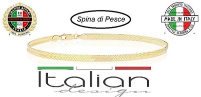 Italian Spina di Pesce Anklet 18k Herringbone Solid Flex Flat 3.5mm 9in New