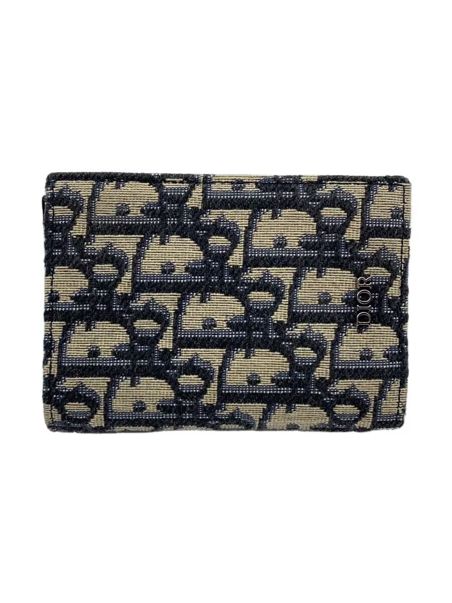 Christian Dior Card Case Canvas BEG All-over Pattern Women's 12-BO-1210 Oblique 