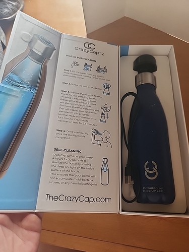 NEW, THE CRAZY CAP 2 Self-Cleaning Water Bottle Purification 17oz/500 - Sapphire - Bild 3 von 6