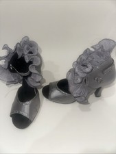 Silver satin Very Fine Salsera Series dance shoes 3 Inch Heels In A Size US 6