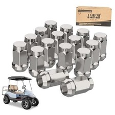 Golf Cart Wheel Lug Nuts for EZGO  Club Car, 1/2"-20 Size Chrome 16 PCS Silver