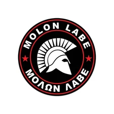 Round Molon Labe Red Spartan V2 Sticker Decal