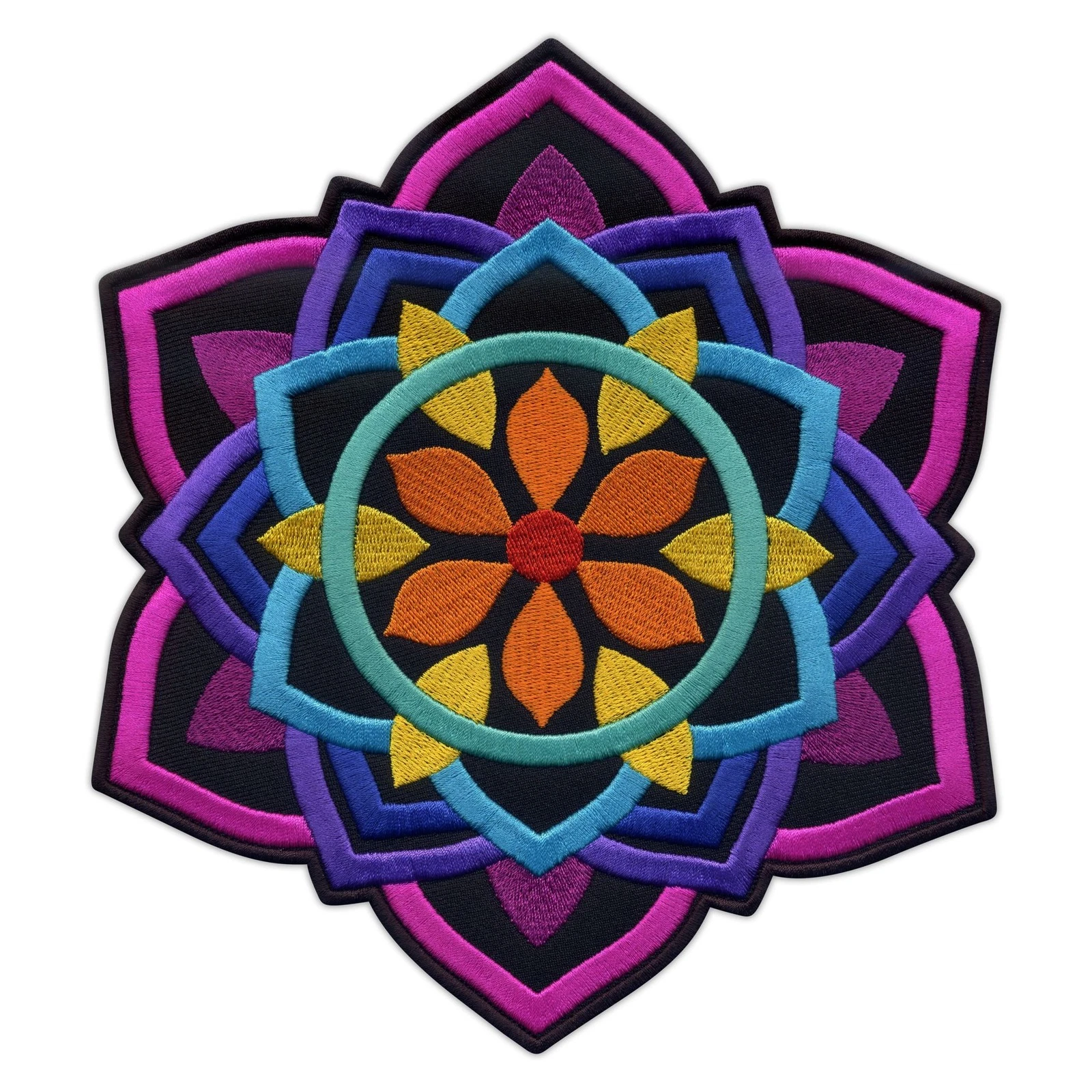 PATCHION black mandala patch 8" embroidered - back to sew - badge