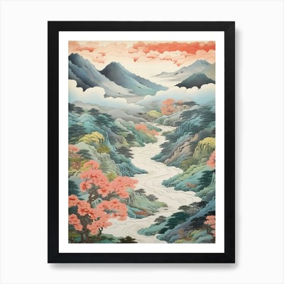 Iya Valley In Tokushima, Ukiyo E Dr Gerahmtes Wandbild Poster Leinwanddruck Bild
