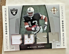 2007 ULTIMATE ROOKIE MATERIALS MICHAEL BUSH URM-MB  OAK Raiders DUAL JERSEY CARD. rookie card picture