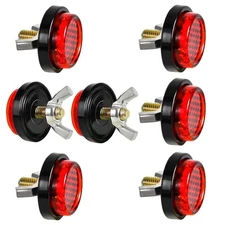2 or 6 Pcs Red Reflectors Motorcycle License Plate Frame Bolts and Nuts, Round