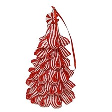 Red White Candy Cane Striped Christmas Tree Ornament 4.5 Inch D9