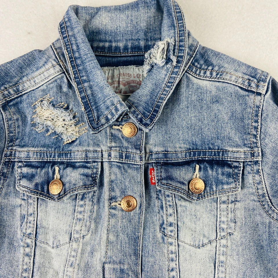 Chaqueta vaquera azul Levis niñas Levi Strauss algodón abotonado niños talla L denim * Foto 4 de 4
