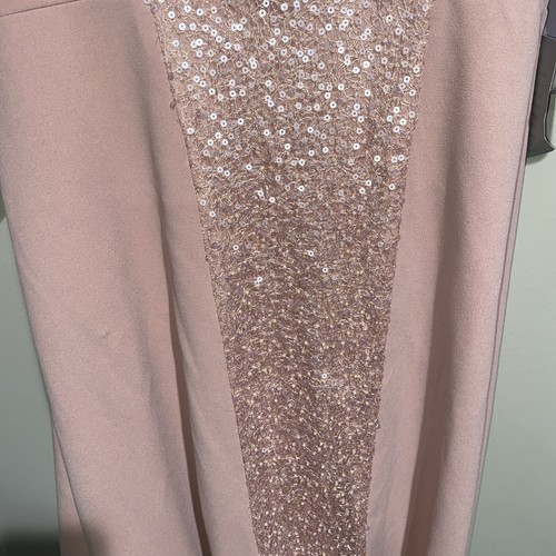 JS COLLECTIONS DUSTY PINK SEQUINED STRETCH CREPE FIT & FLARE MIDI DRESS Sz 10 - Picture 10 of 15