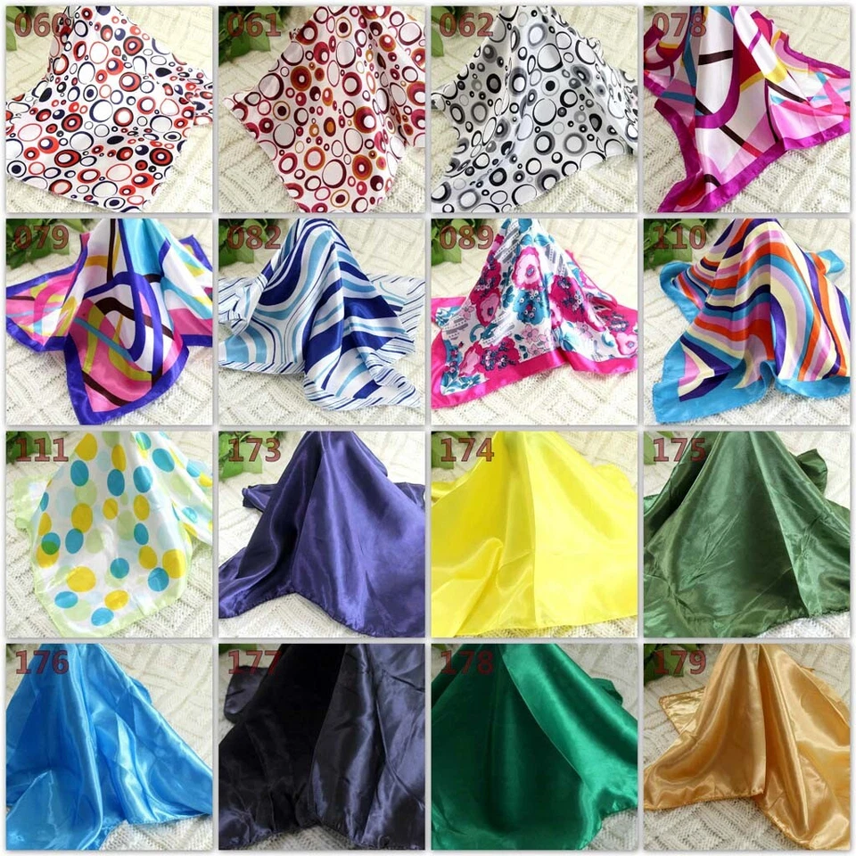 Hot Women Office Ladies Silk Satin Scarves Small Vintage Square Wrap Head Shawl - Image 4 of 4