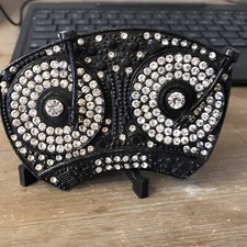 RHINESTONE ENCRUSTED DUAL SCRATCHING TURNTABLES BELT BUCKLE