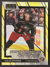 Mikael Pyyhtia NEON YELLOW SURGE RC #277 2023-24 O-Pee-Chee Platinum Blue Jacket