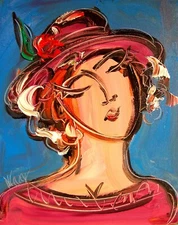 NICE GIRL   Original Oil Painting Stretched Canvas Impressionist Art MFCGC7