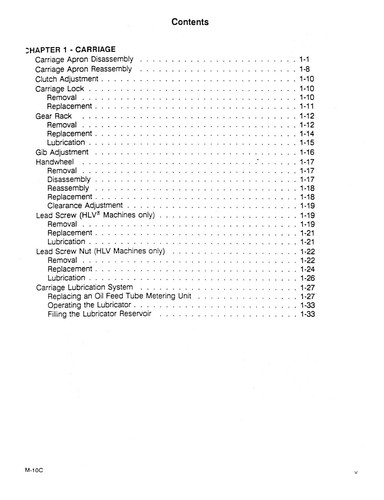 Hardinge Lathe Models HLV & TFB-H Maintenance Manual *58 - Picture 2 of 10