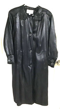 Coat Collectibles Vintage Womens 8 Black Faux Leather Long Fully Lined Coat