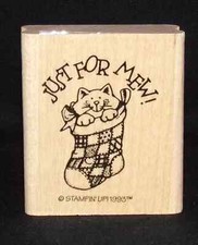 Cat in Christmas Socking Single Rubber Stamp from Stampin Up Set Tags, ETC.
