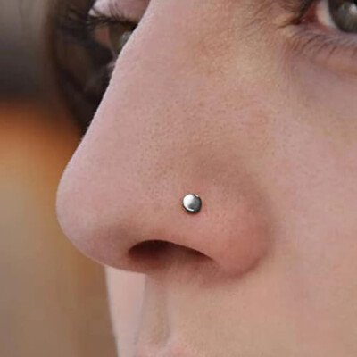 Sterling Silver Disc 3mm 18 Gauge Left Side Shiny Nose Small Stud Piercing 