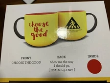 Dayspring 16oz Jumbo Ceramic Coffee Mug Yellow Psalm 143:8 "Show me the Way"