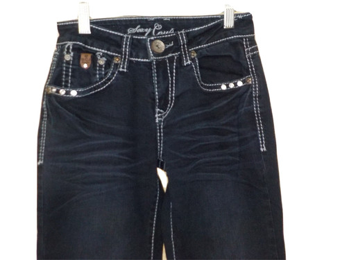Lot of 2 Sexy Couture Embellished Straight Blue Denim Jeans Womens Sz 3 (25x32) - Picture 7 of 10